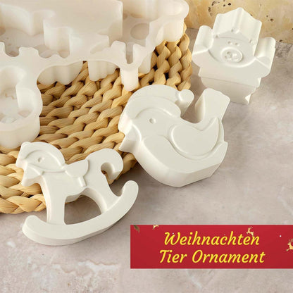 7x Silikonform Weihnachten: Weihnachtsmann, Elch, Schneemann