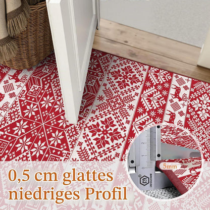 Weihnachts Teppich 200x300 cm – Roter Kurzflor Wohnzimmerteppich