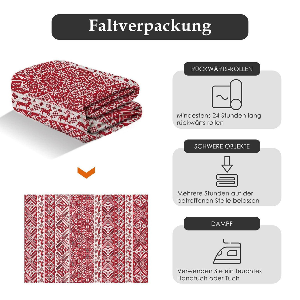 Weihnachts Teppich 200x300 cm – Roter Kurzflor Wohnzimmerteppich
