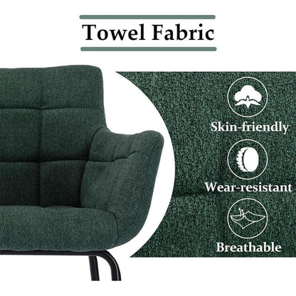 Moderner Barhocker 4er Set mit Frottee & Metallfüßen – Grün