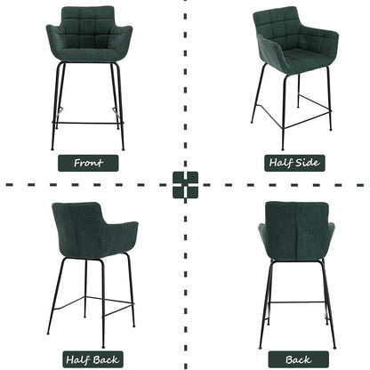 Moderner Barhocker 4er Set mit Frottee & Metallfüßen – Grün