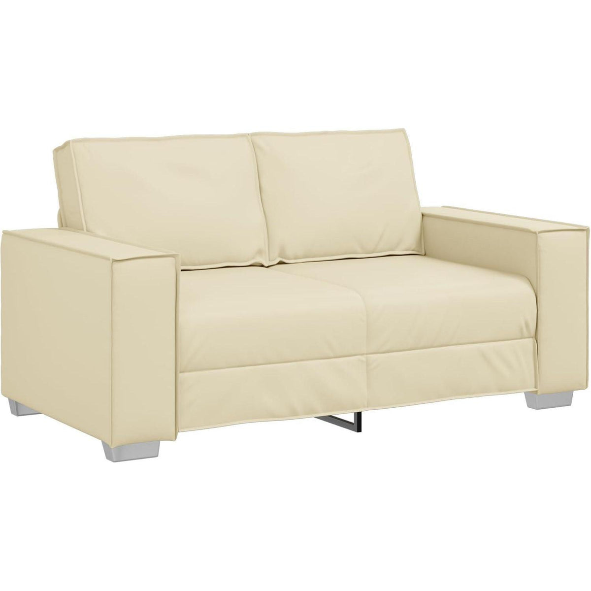 2-Sitzer Sofa Creme – Kleines Sofa 120cm in Lederoptik