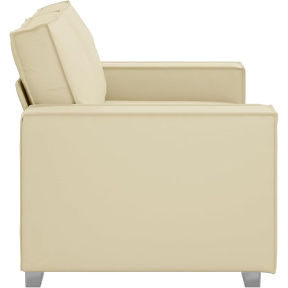 2-Sitzer Sofa Creme – Kleines Sofa 120cm in Lederoptik