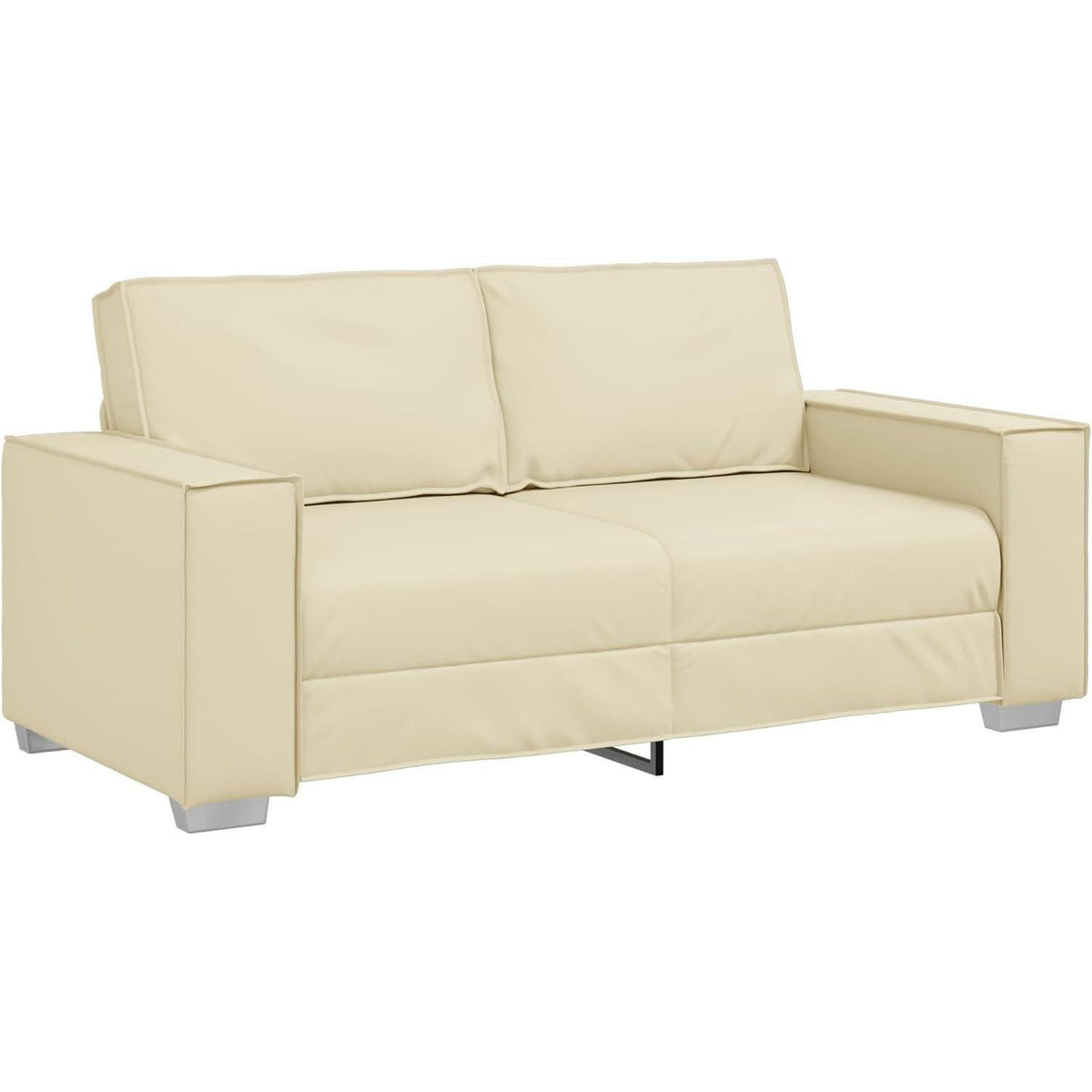 2-Sitzer Sofa Creme – 140 cm mit Abnehmbaren Kissen in Lederoptik