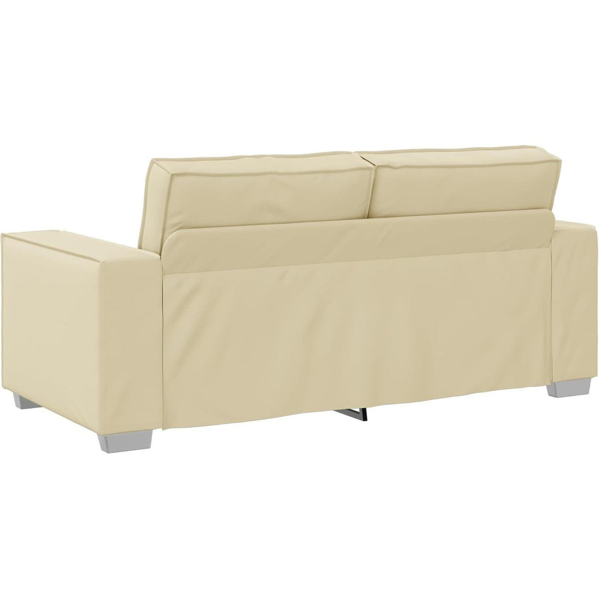 2-Sitzer Sofa Creme – 140 cm mit Abnehmbaren Kissen in Lederoptik