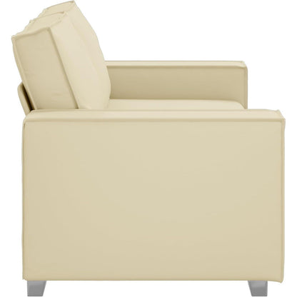 2-Sitzer Sofa Creme – 140 cm mit Abnehmbaren Kissen in Lederoptik