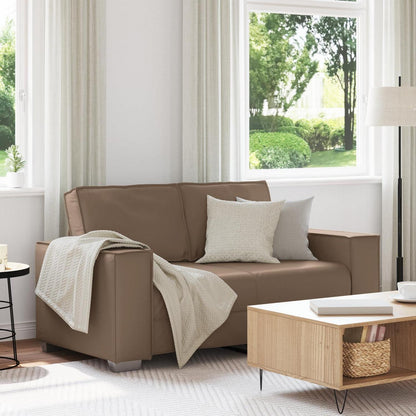 2-Sitzer Sofa Cappuccino – 120cm mit Abnehmbaren Kissen in Lederoptik