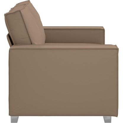 2-Sitzer Sofa Cappuccino – 120cm mit Abnehmbaren Kissen in Lederoptik