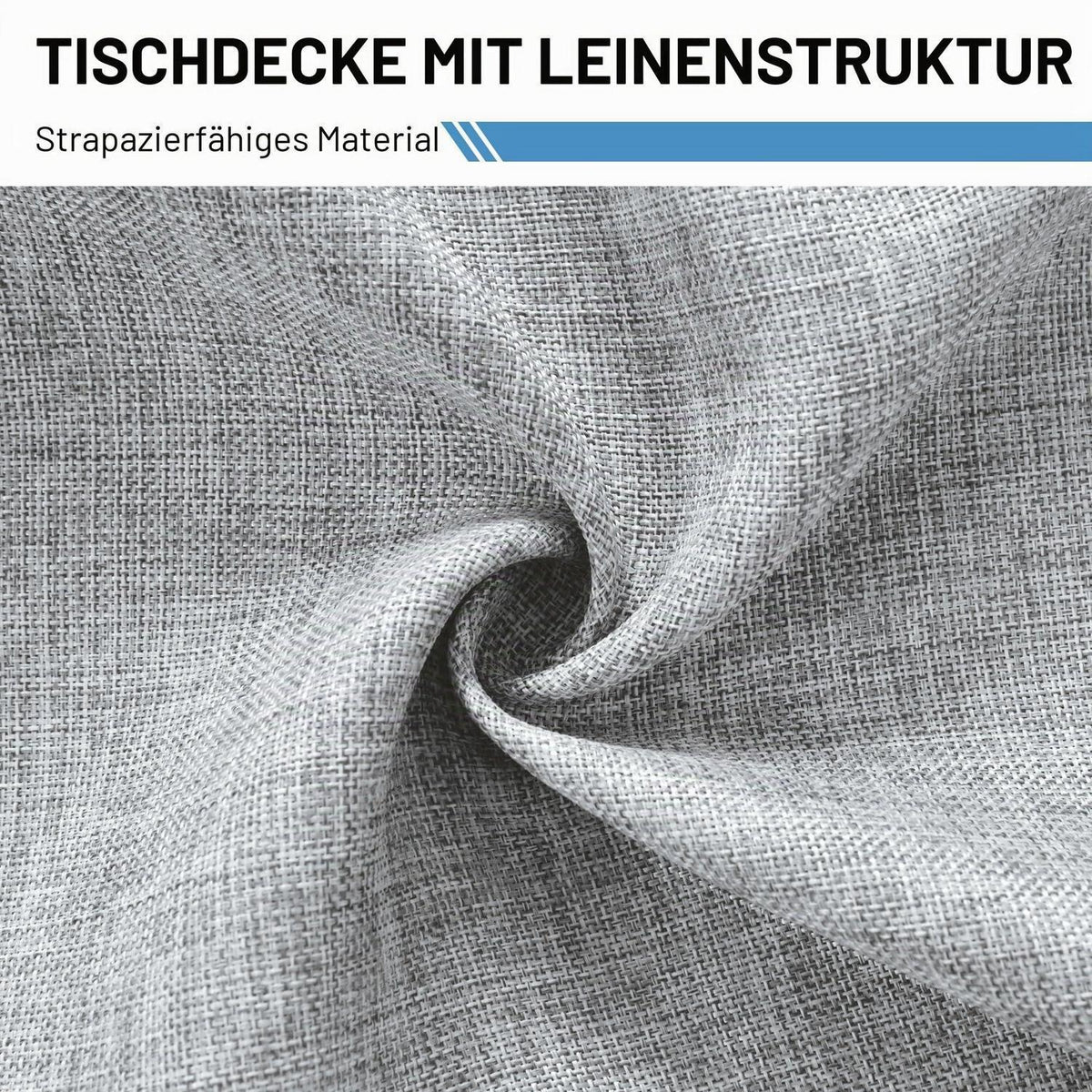 Runde Tischdecke Grau 160cm Leinenoptik Abwaschbar