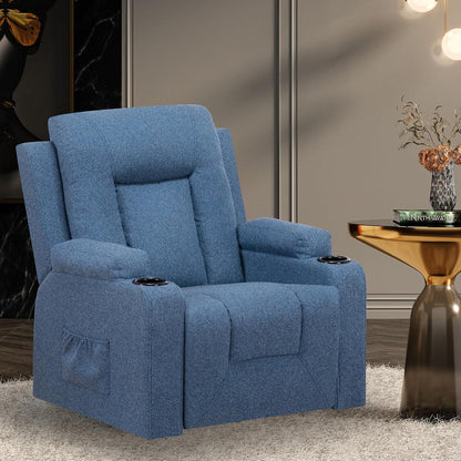 Relaxsessel mit Liegefunktion & Fußstütze – Drehbar, Blau
