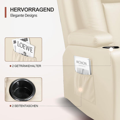 Relaxsessel mit Liegefunktion & Fußstütze – 360° Drehbar, Weiß