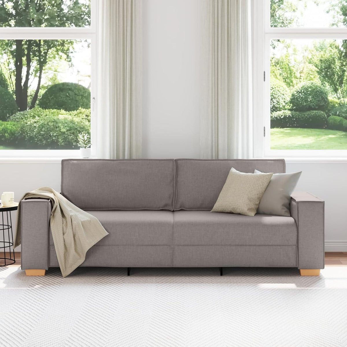 3-Sitzer Sofa Taupe – Modernes Stoffsofa 180 cm mit Kissen