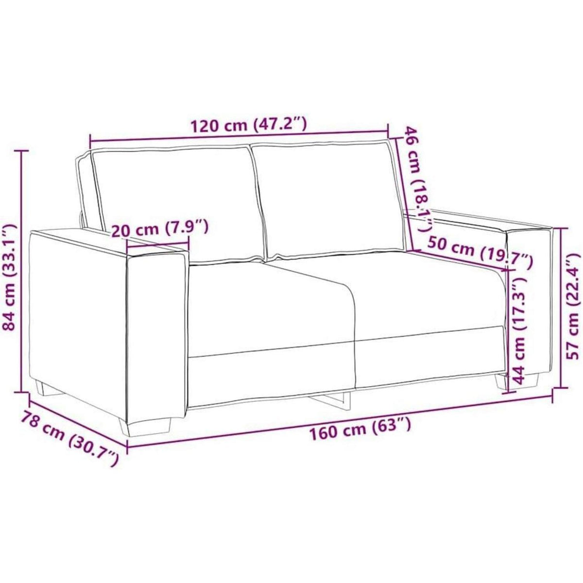 2-Sitzer Sofa Dunkelgrün mit Schlaffunktion – 120 cm Stoffsofa