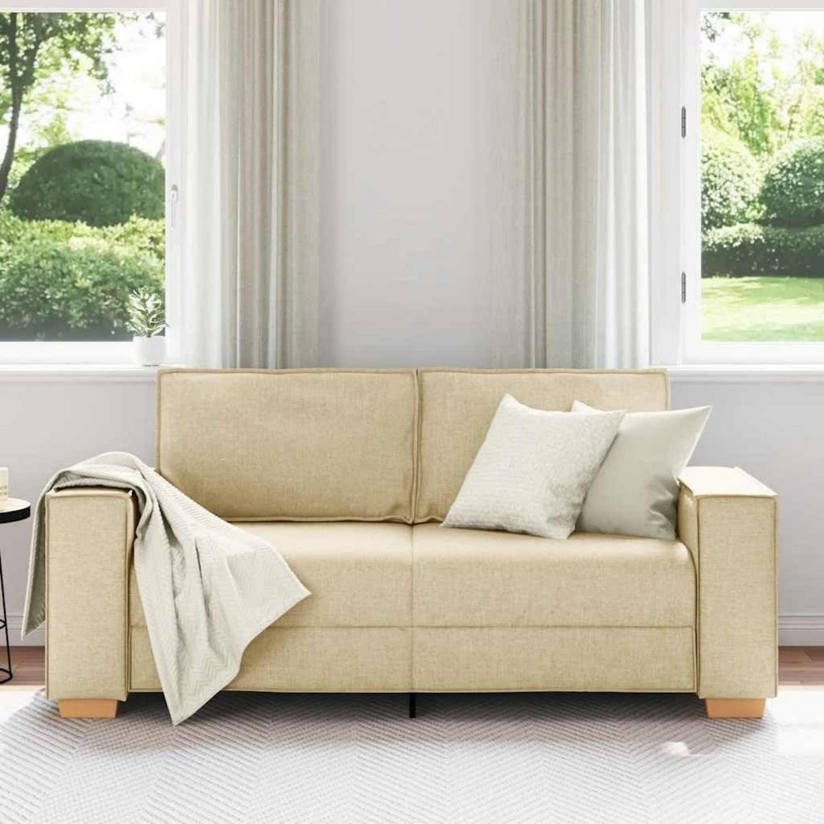2-Sitzer Sofa Creme – Gemütliches Mini Sofa für Wohnzimmer & Büro