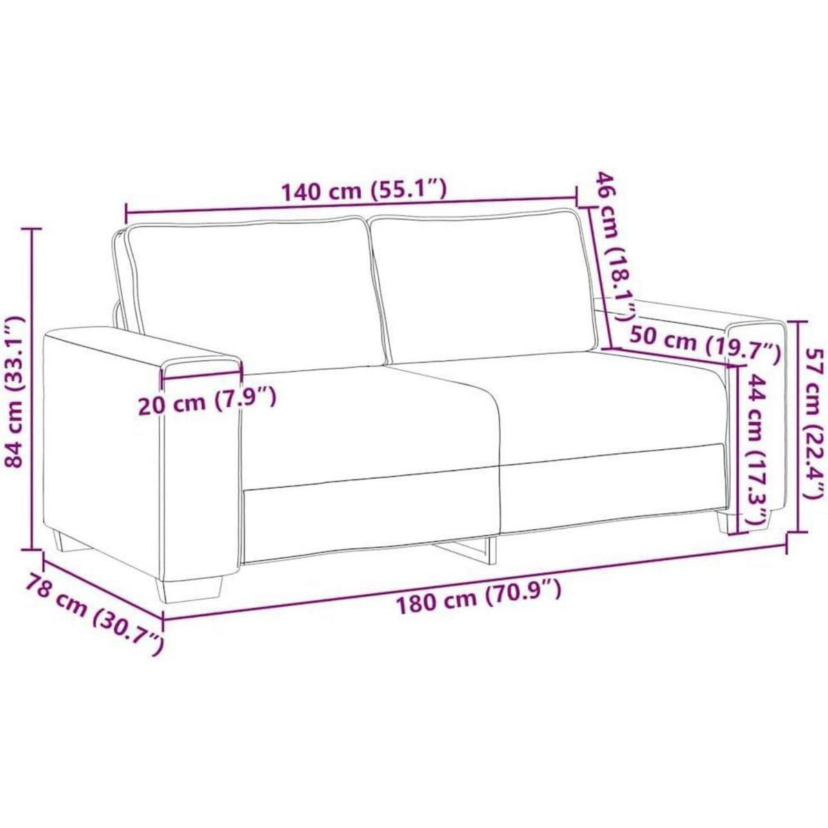 2-Sitzer Sofa Dunkelgrün – Gemütliches Stoffsofa 140 cm