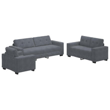 3-TLG. Samt Sofagarnitur Dunkelgrau – Wohnzimmer Set