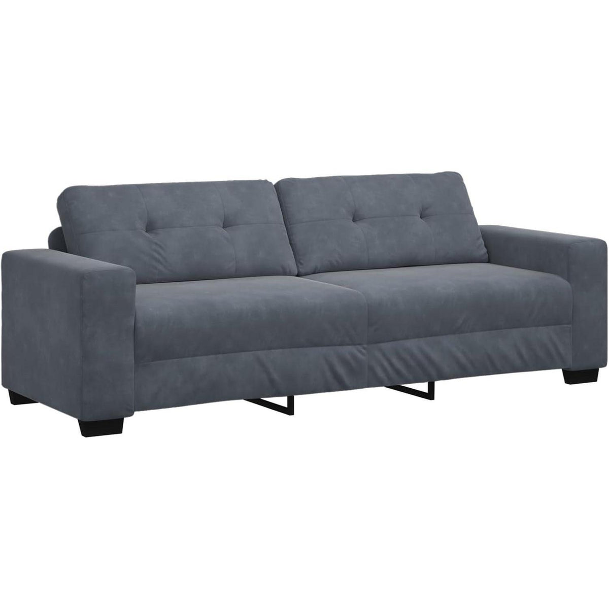 3-TLG. Samt Sofagarnitur Dunkelgrau – Wohnzimmer Set