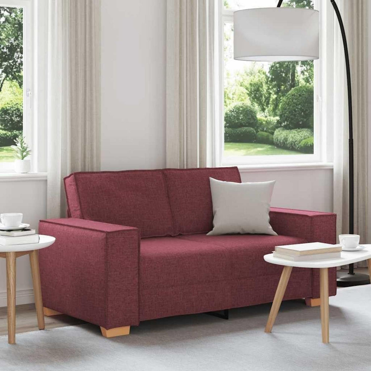 2-Sitzer Sofa Weinrot – Bequeme Stoff Couch 120cm