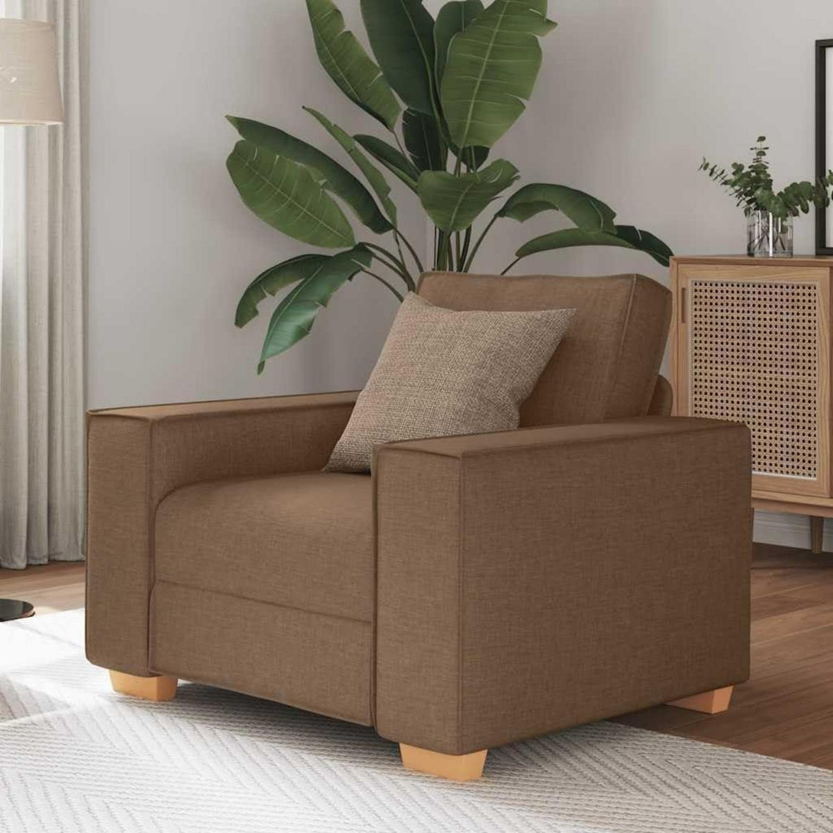 Braunes Sofa mit Sitzkissen – 60 cm, Modernes Wohnzimmer Sofa