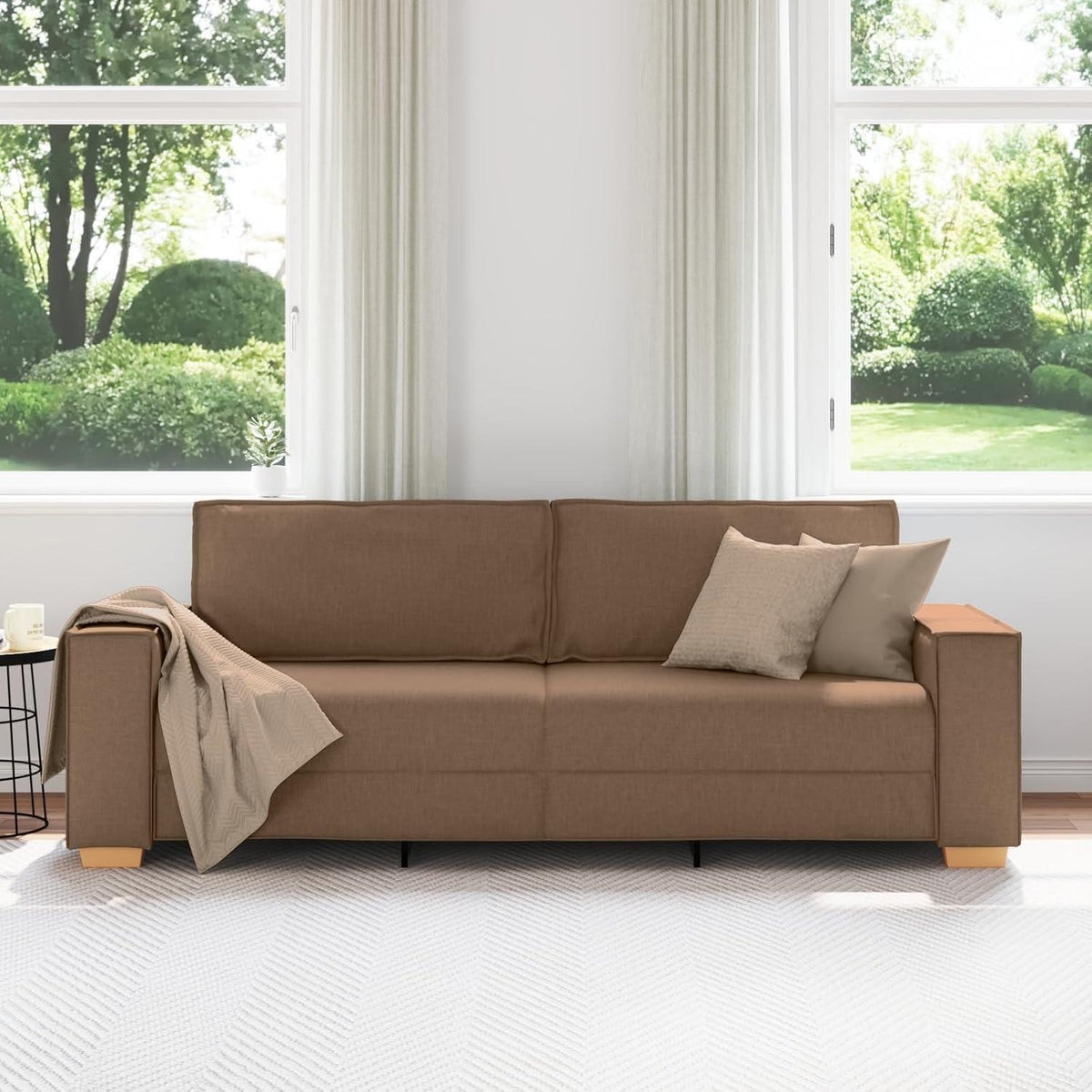3-Sitzer Sofa Braun 180 cm – Modernes Stoffsofa mit Kissen