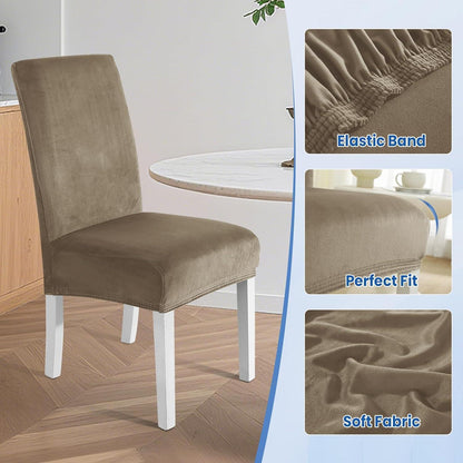 Samt Stuhlhussen 2er Set – Stretch, Waschbar & Kratzfest