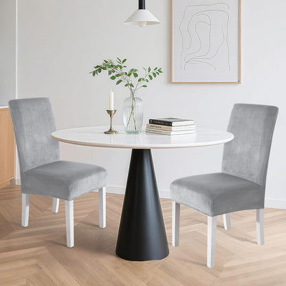 Samt Stuhlhussen 2er Set – Stretch, Waschbar & Kratzfest