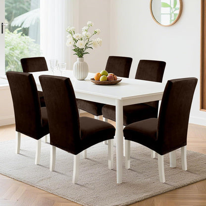 Samt Stuhlhussen 6er Set – Stretch, Waschbar & Kratzfest