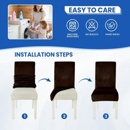 Samt Stuhlhussen 6er Set – Stretch, Waschbar & Kratzfest