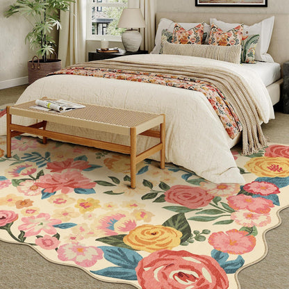Wellenmuster Teppich Beige 200x300cm – Waschbarer Wohnteppich