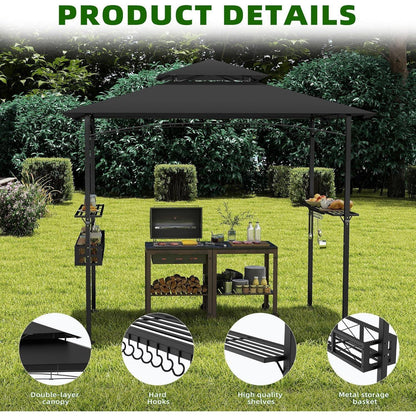 Grillpavillon 245x153cm mit Doppeldach & Stauraum
