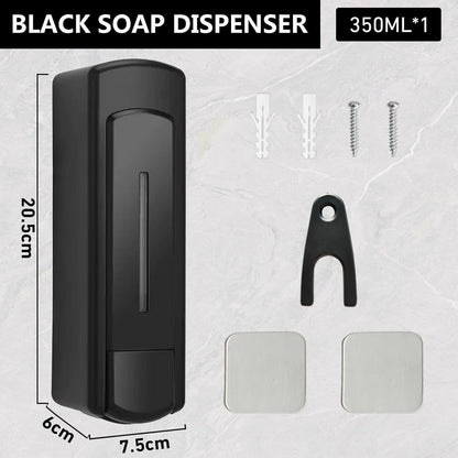 Wandmontierter Seifenspender 350ml Schwarz – Ohne Bohren