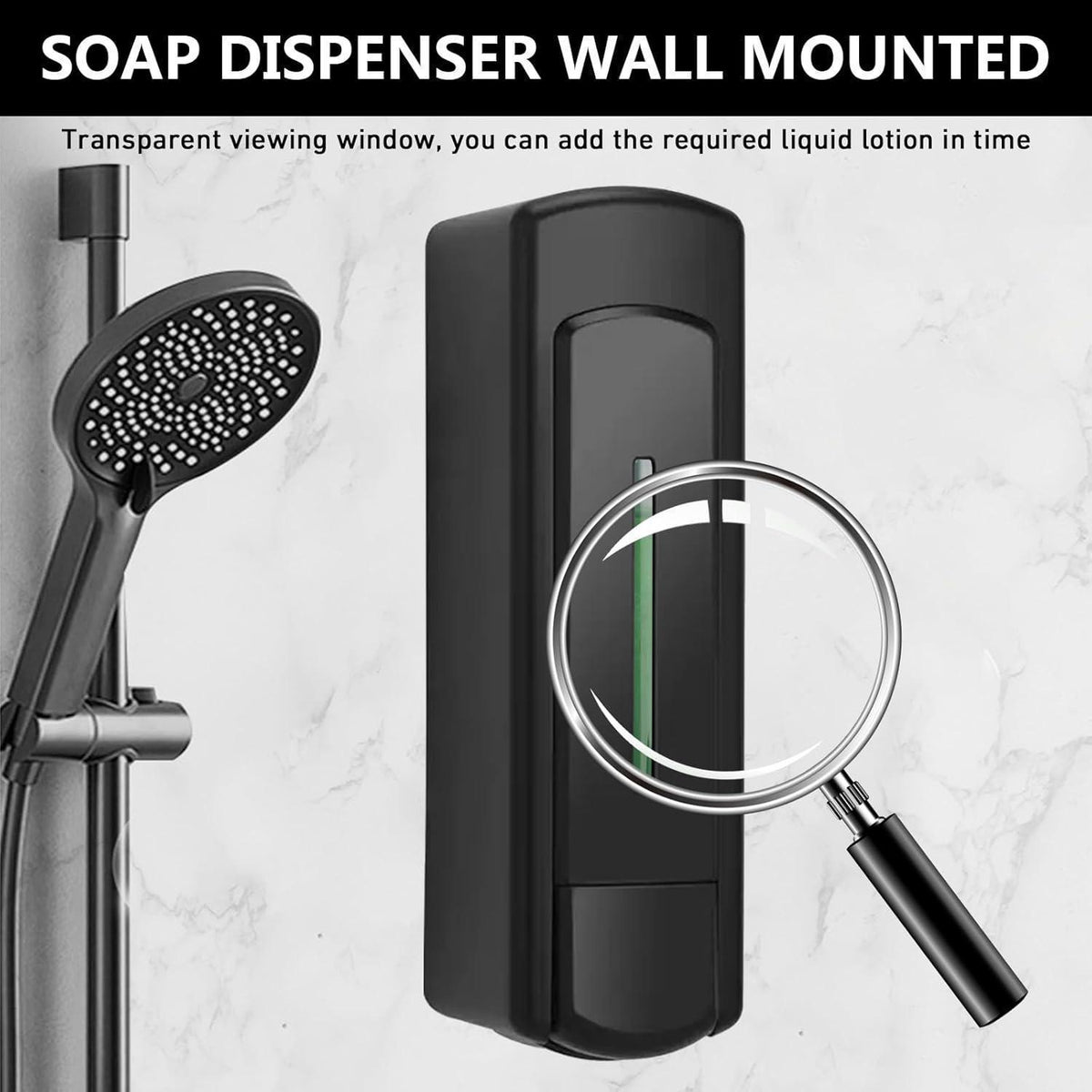 Wandmontierter Seifenspender 350ml Schwarz – Ohne Bohren