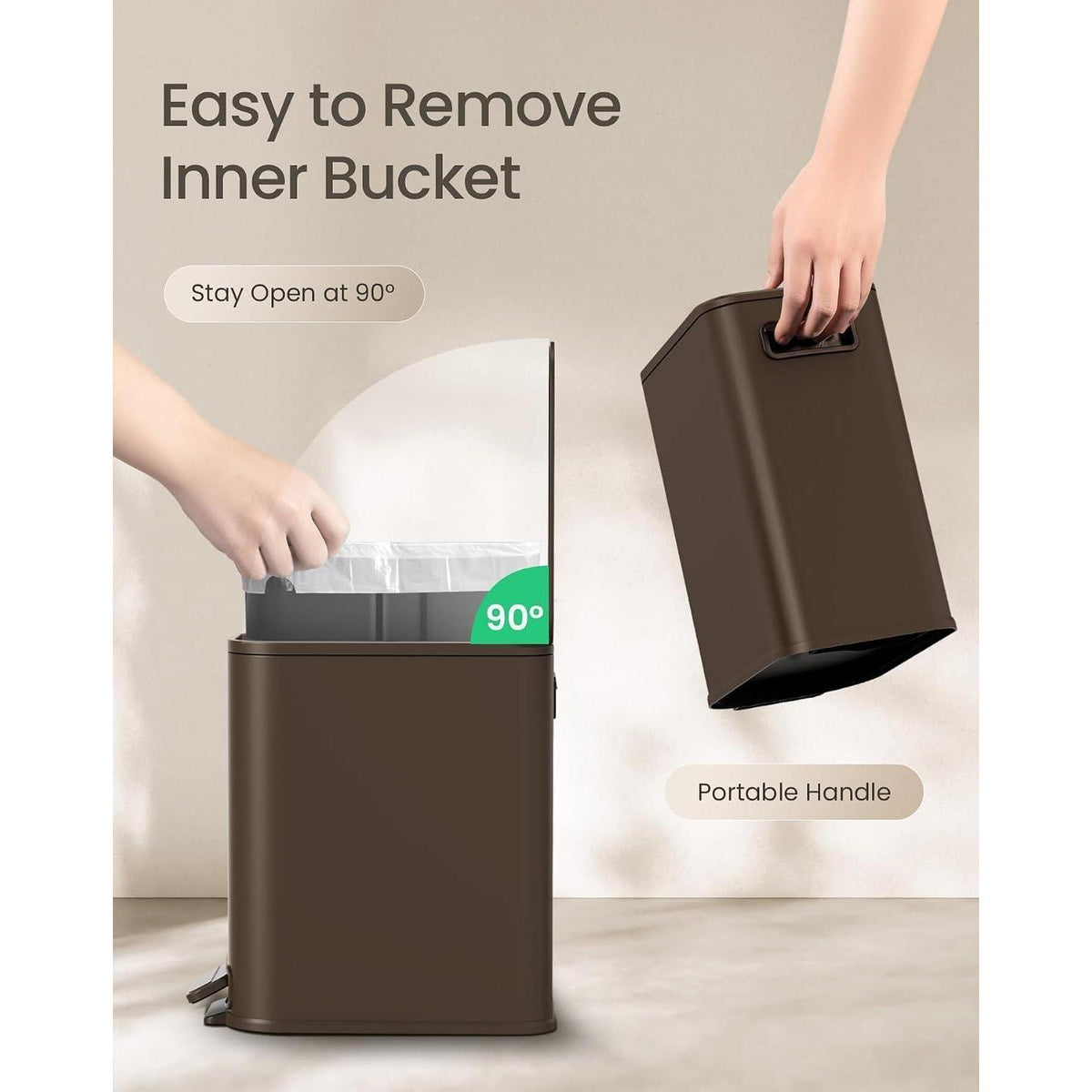 Badezimmer Mülleimer Edelstahl mit Deckel & Trittpedal 5L