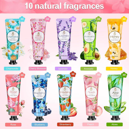 80er Handcreme-Set | 10 Düfte | Feuchtigkeitspflege für trockene Hände