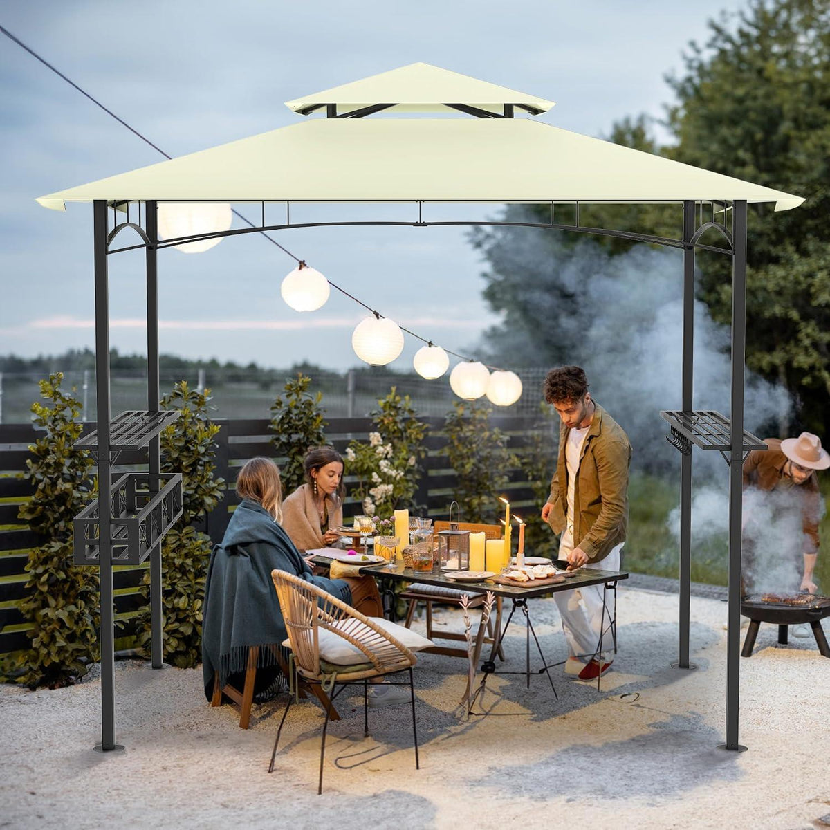 Grillpavillon mit Doppeldach & Stauraum – 245x153x250 cm