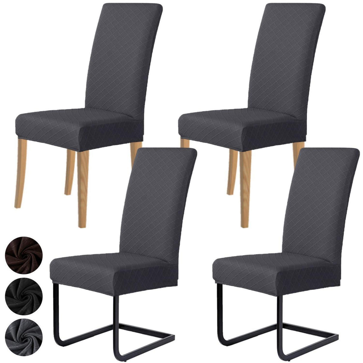 Jacquard Stuhlhussen 4er Set – Stretchbezüge für Esszimmerstühle