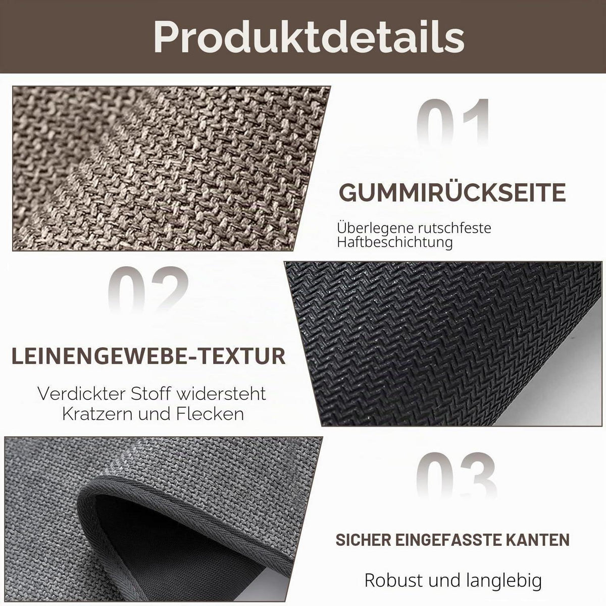 Waschbarer Küchenteppich rutschfest 43.5x180cm – Beige