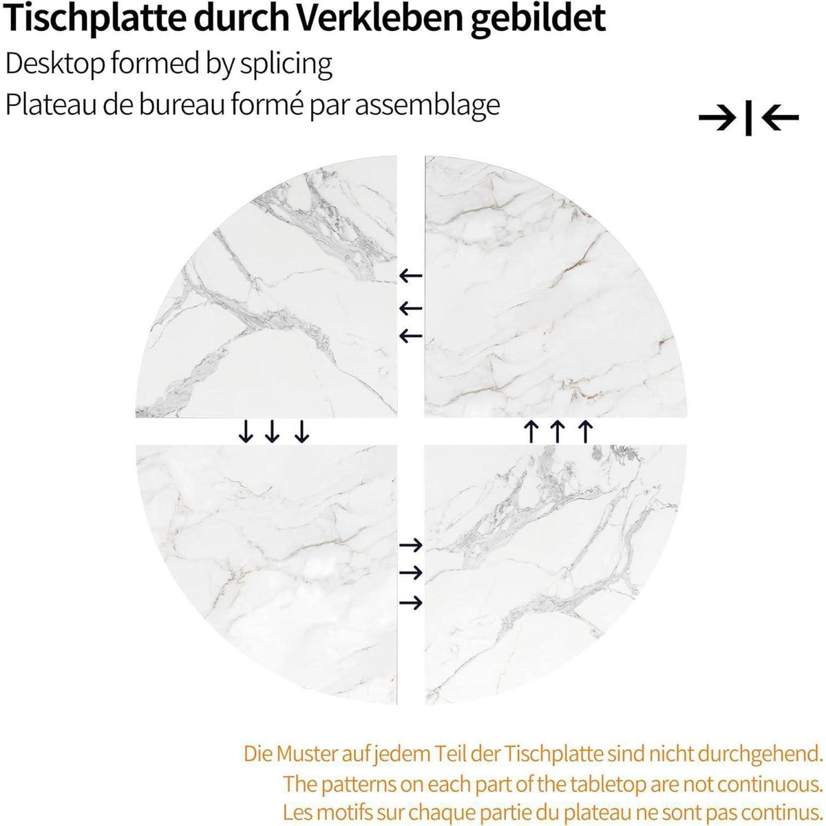 Runde Essgruppe für 4 Personen | Weißer Tisch mit 4 Grau Leinen Stühlen
