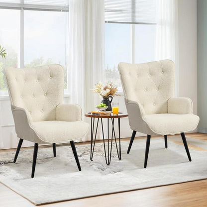 Ohrensessel 2er Set, Skandinavisch, Weiß – Bequemer Relaxsessel