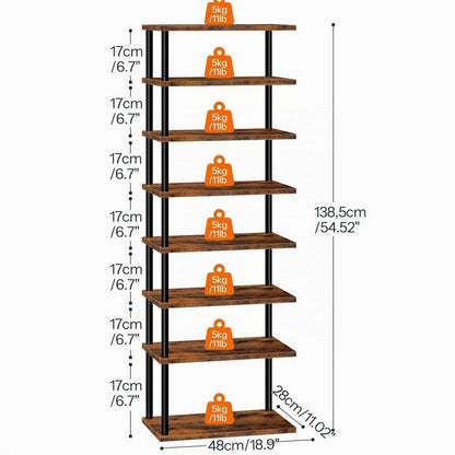 Vertikales Schuhregal 8-lagig – Schuhablage für Flur & Eingang