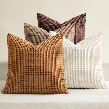 4er Set Kissenbezüge Gelb-Braun, 40x40 cm Kordsamt