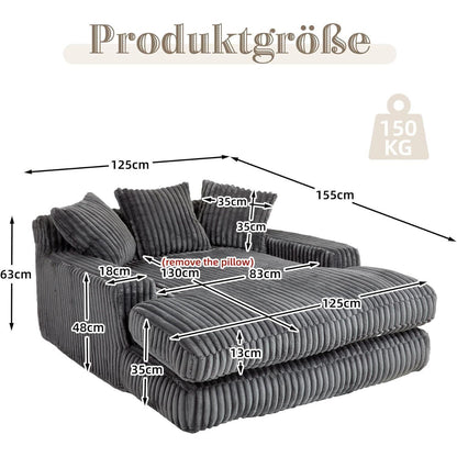 Bequemes Cord-Schlafsofa mit Kissen – Modernes Wohnzimmer Sofa