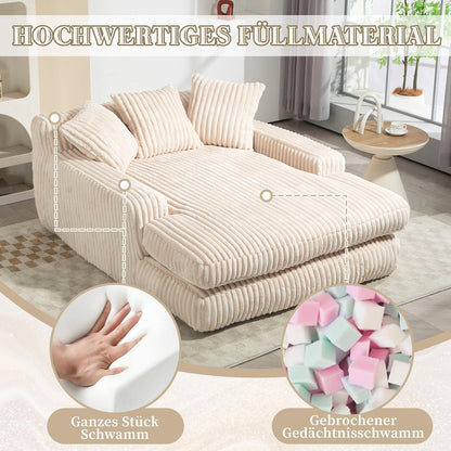Bequemes Cord Schlafsofa mit Kissen – Loungesessel für Wohnzimmer