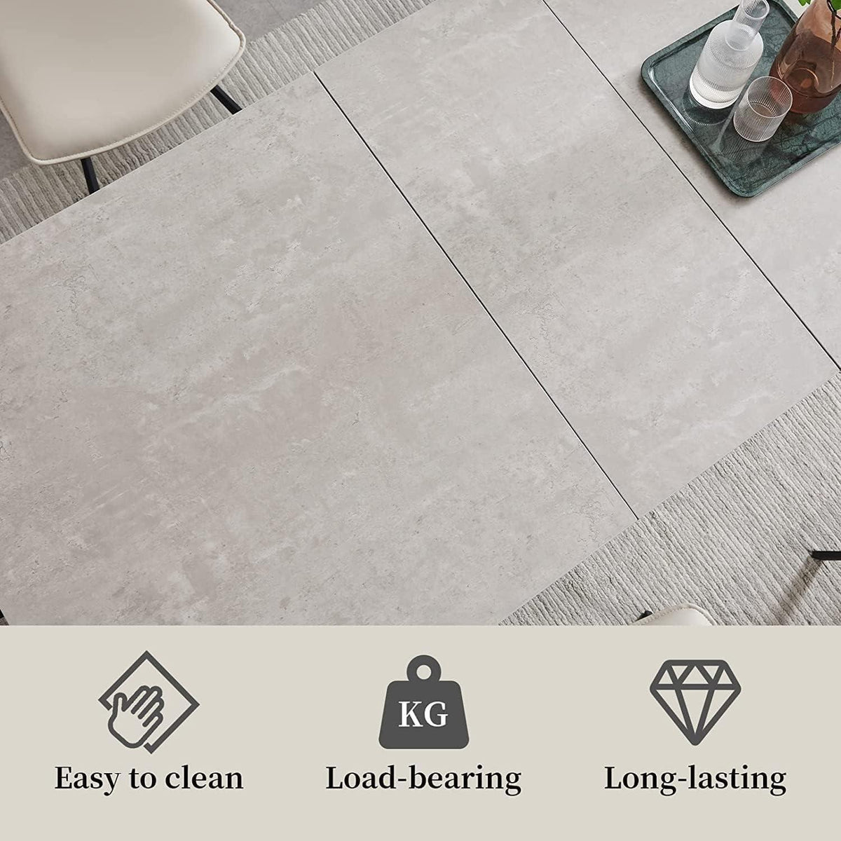 Ausziehbare Essgruppe mit Tisch und 6 Stühlen – Beige