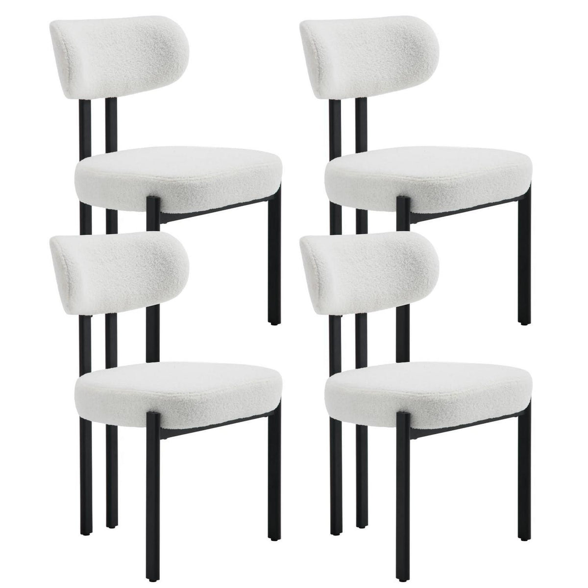 Ya-Home Esszimmerstühle 4er Set, Runde Boucle Stühle Weiß