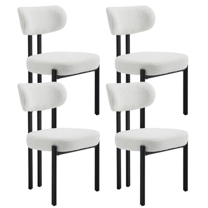 Ya-Home Esszimmerstühle 4er Set, Runde Boucle Stühle Weiß