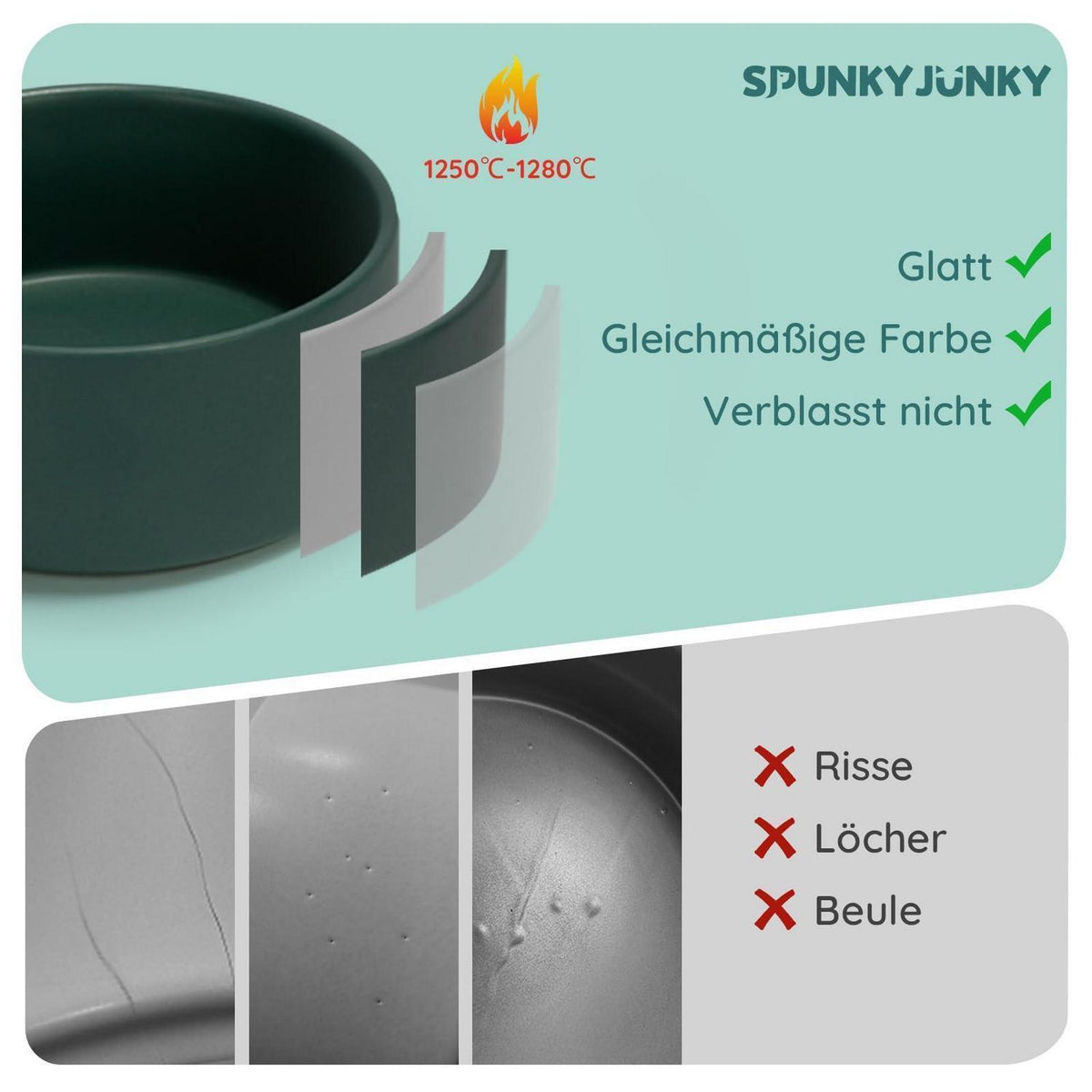 Keramik Hundenapf 1250ml Grün – Stabil & Leicht zu Reinigen