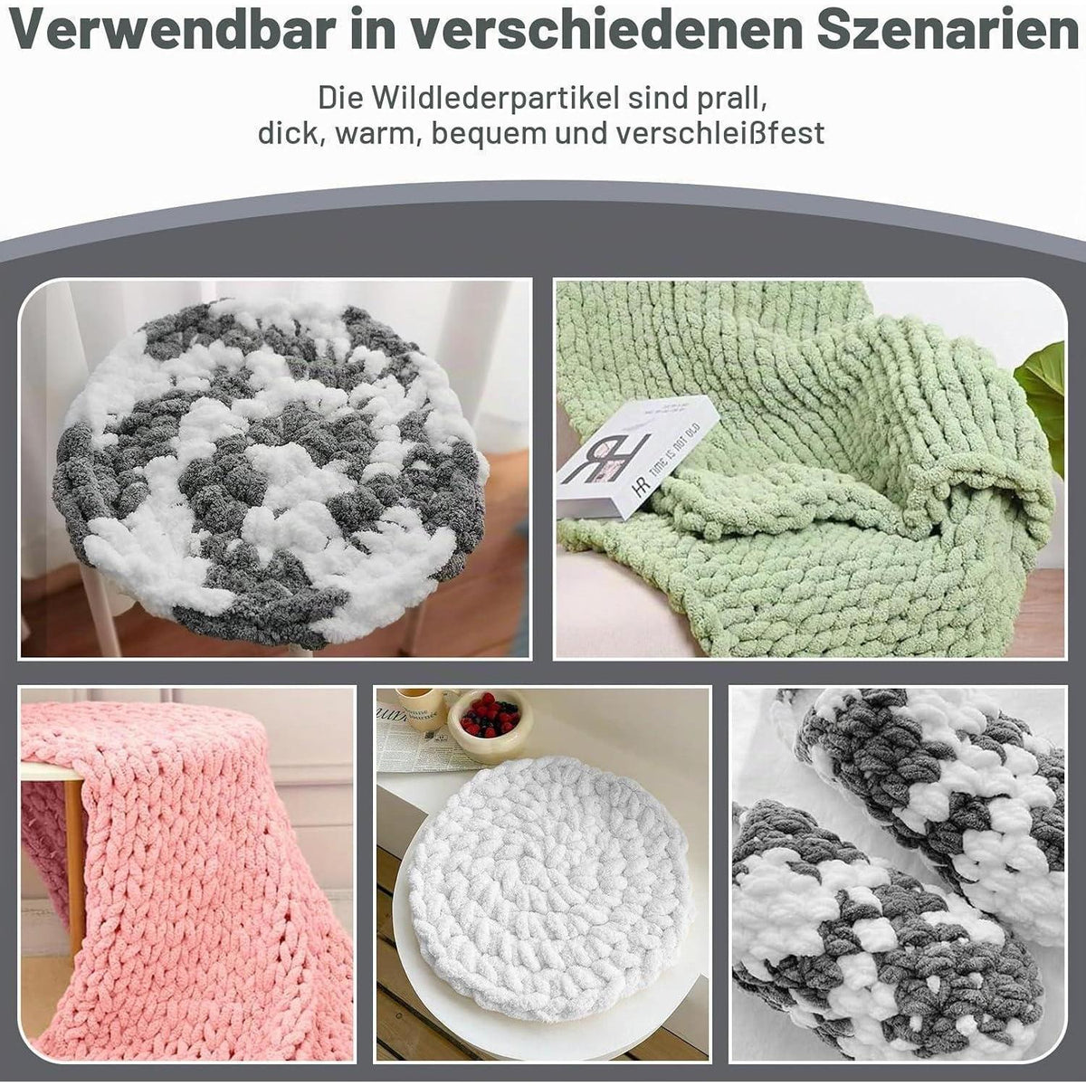 Chunky Wolle 2er Set - Nebelweiß | Dickes Garn zum Häkeln & Stricken