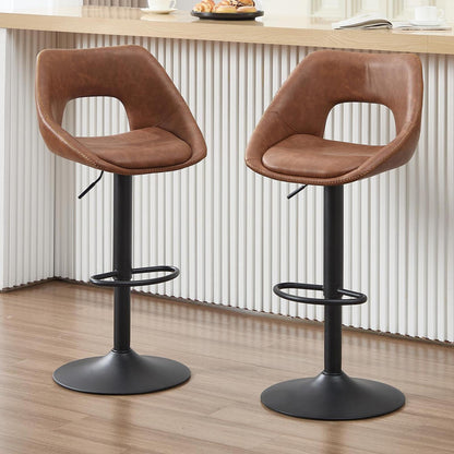 Barhocker Set 2er – Höhenverstellbar & Drehbar, Braun-Schwarz