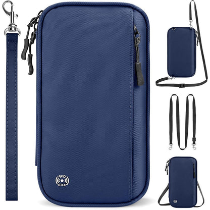 Reise-Organizer mit RFID-Schutz und Schultergurt, Blau